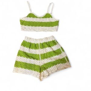 Rebellion Crochet Green + White Striped Set